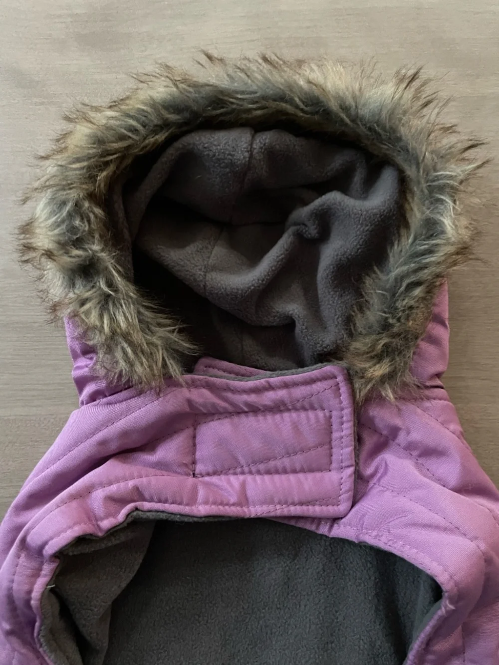 Eddie Bauer Pet Quilted Winter Dog Jacket w/Faux Fur Hood - Purple - Size Medium